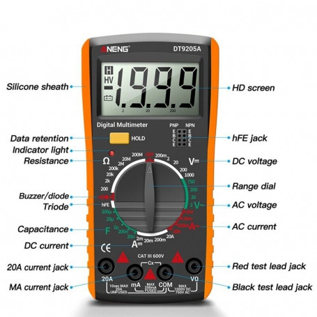 مولتی متر دیجیتال ANENG مدل DT9205A